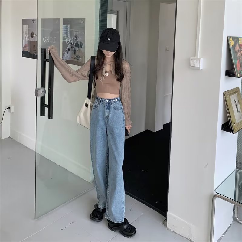 High Waist Jeans Women's Straight Loose Summer 2023 New Design Sense High-grade Slimming All-match Wide Leg Pants