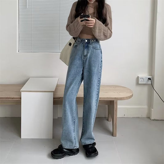 High Waist Jeans Women's Straight Loose Summer 2023 New Design Sense High-grade Slimming All-match Wide Leg Pants