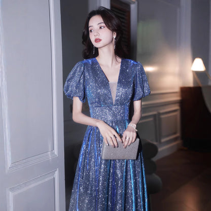 Star Evening Dress Dress Women's Banquet Elegant Princess Light Luxury Niche Toast Dress Engagement Amazing Host Autumn