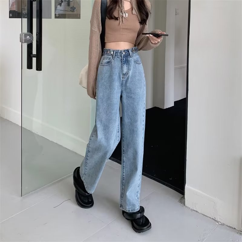 High Waist Jeans Women's Straight Loose Summer 2023 New Design Sense High-grade Slimming All-match Wide Leg Pants