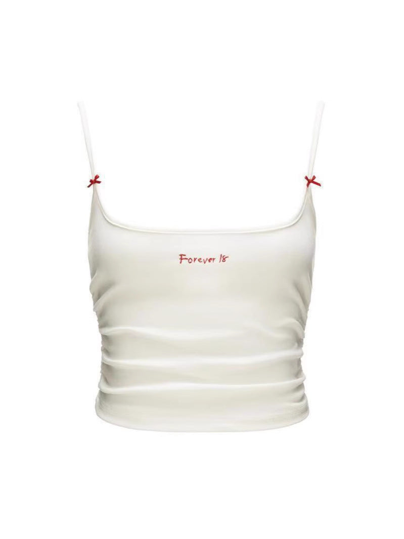 Spring and Summer Lace Plaid Corset Camisole Women's Inner 2025 Pure Desire New White Slim-fit Top with Chest Pad