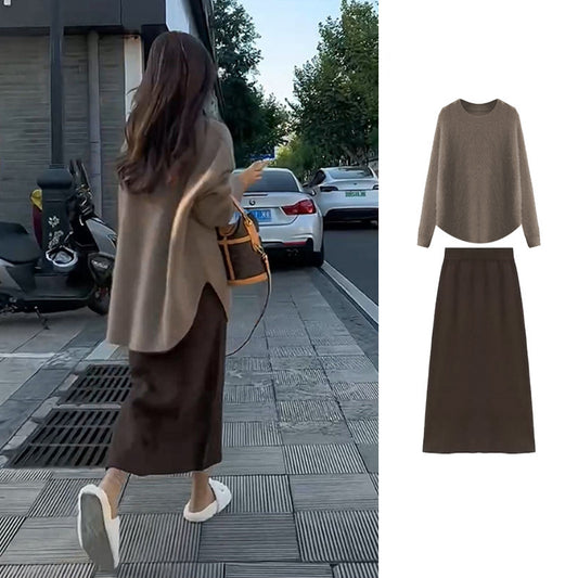 Women's Early Spring Dress A Set of Gentle Milk Lovely Chic Unique Slight Fat Slimming Age-reducing Dress Two-piece Suit