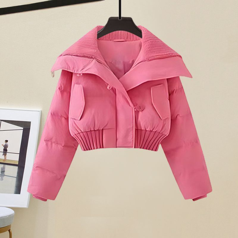 Winter wear small cotton-padded jacket coat with a set of new autumn and winter thick wool skirt two-piece suit
