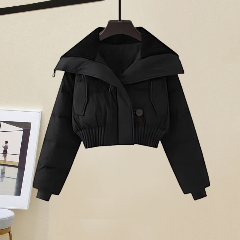 Winter wear small cotton-padded jacket coat with a set of new autumn and winter thick wool skirt two-piece suit