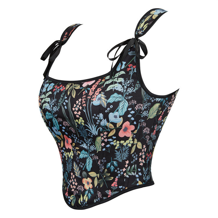 New Style Black Flower Adjustable Shoulder Strap Women's Tube Top Push-Up Top Aliexpress Cross-Border E-Commerce Supply