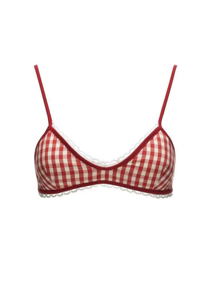 Spring and Summer Lace Plaid Corset Camisole Women's Inner 2025 Pure Desire New White Slim-fit Top with Chest Pad