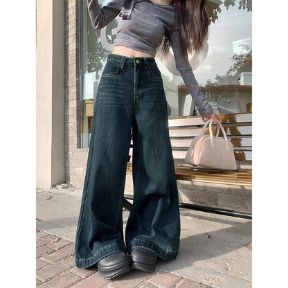 New Loose Wide-leg Pants Stretch Women's High-rise 2025 All-match High-waist Slim-fit Jeans Drape Pants
