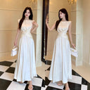 Xtdm605 French Elegant Elegant Asymmetrical Lace-Up Satin Top Large Hem Skirt Suit 2025 New Style